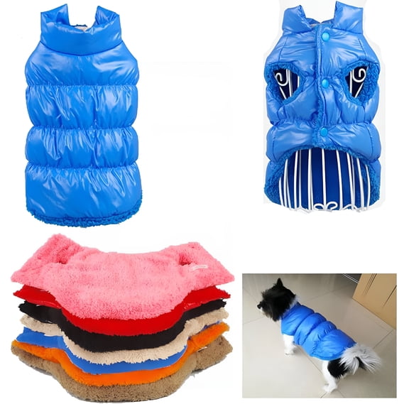 GASTROPOD 2026 New Windproof Dogs Puffer Jacket, Waterproof Dog Jacket, Winter Coats for Small Dogs, Fleece Pet Snowsuit Puffer Vest with Snap Closure, Cold Weather Coats for Boy Girl Puppy Blue M