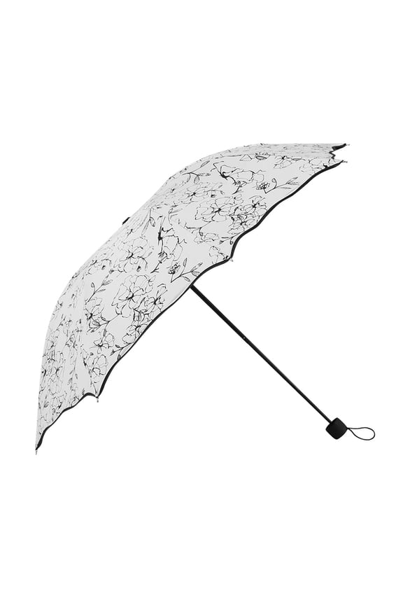 2026 New Women Lady 3 Folding Parasols Anti-Uv Windproof Sun Rain Protection Umbrella (Black Pattern) for Travel, Commuting, Outdoor, Rainy Days, Sunny Days, Daily Use