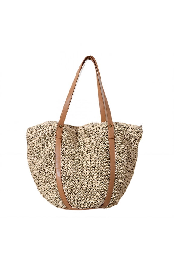 2026 New Woven Bag Top Opening Phone Straw Beach Bag Spacious Interior Woven Tote Bag for Women Beige for Beach Days Travel Shopping Casual Outings Weekend Trips