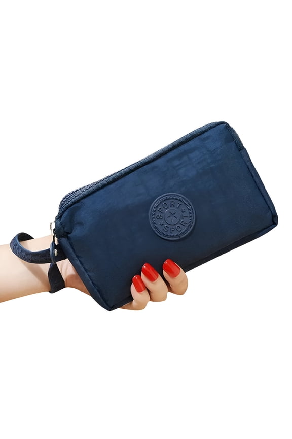 2026 New Wristlet Purses for Women,3 Layers Zipper Large Capacity Wallet,Solid Color with Letter Print Portable Handheld Bag,For Everyday Essentials,Phone,Keys,Cards and Cosmetic Storage