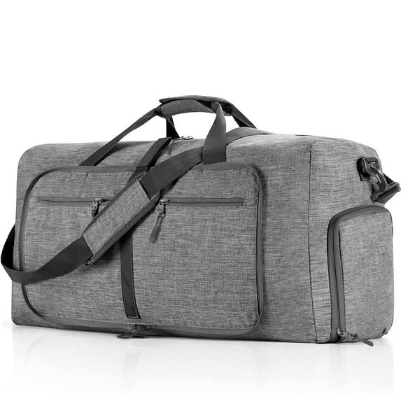 GASTROPOD 24 Inch 65L Foldable Travel Duffle Bag for Men,With Shoes Compartment,Overnight Men Women Waterproof Gray,Large Duffle Bag