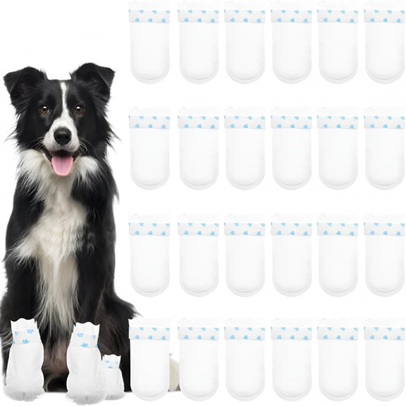GASTROPOD 24 Pcs Disposable Dog Shoes, Dog Boots for Injured Paws Waterproof Disposable Dog Socks Paws Stop Licking with Self Adhesive Bandage Dog Shoes for Injured Paws for Indoor Outdoor Walking(L)