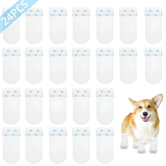 GASTROPOD 24Pcs Disposable Dog Shoes,Dog Boots for Injured Paws Waterproof Disposable Dog Socks Paws Stop Licking with Self Adhesive Bandage Dog Shoes for Injured Paws for Indoor Outdoor Walking