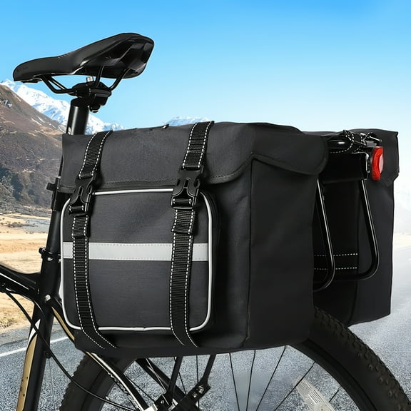 GASTROPOD 25L Bicycle Rear Rack Bag, Waterproof Cycling Pannier Trunk Carrier with Side Pockets, Anti-Tear Polyester Saddle Bag for Touring, Commuting, and Grocery Shopping