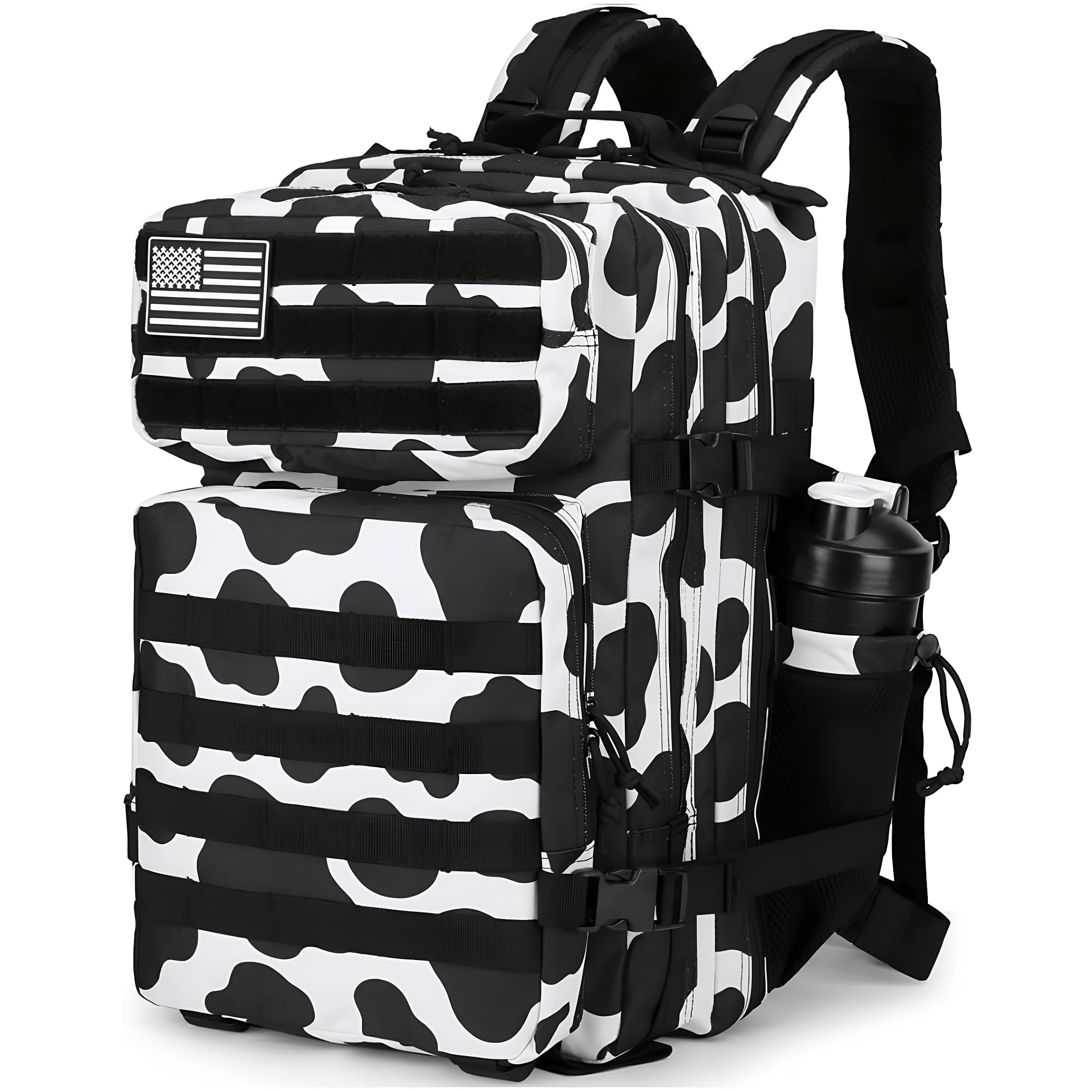 GASTROPOD 25L Cow Print Tactical Backpack Military Tactical Backpack For Men And Women Small Assault Pack Outdoor Travel Hiking Camping Rucksack With Molle Webbing