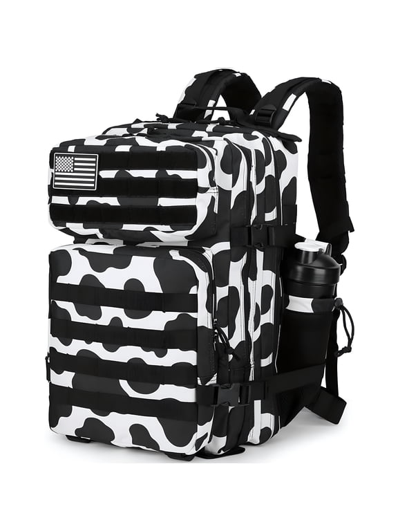 25L Cow Print Tactical Backpack Military Tactical Backpack For Men And Women Small Assault Pack Outdoor Travel Hiking Camping Rucksack With Molle Webbing