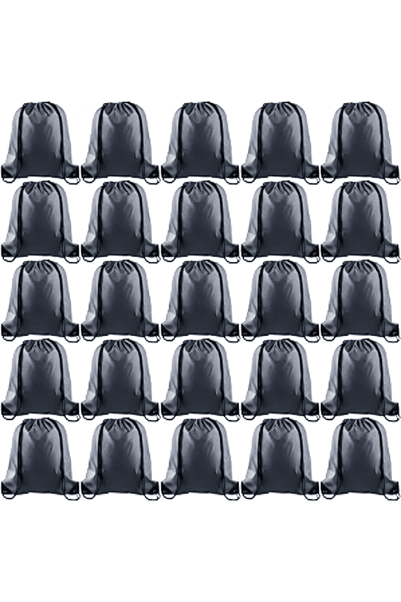 25Pcs Gray Drawstring Bags-String Backpacks for Gym,Sport,Traveling