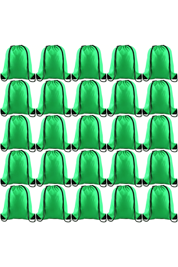 25Pcs Green Drawstring Backpack Drawstring Bags String Cinch Gym Backpack for Gym Sport Traveling