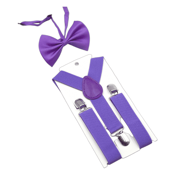 GASTROPOD 2Pcs Child Suspenders Three Suspender Clips Suspenders for Child Adjustable Length Kids Suspenders 2.5x65cm,Purple
