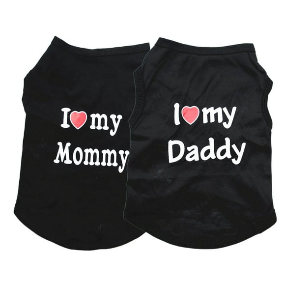 GASTROPOD 2Pcs Dog Shirts,Vibrant Colors and Stylish Cut Dog Clothes,"I Love My Mom/Dad" Print for a Heartfelt Message Puppy Clothes,XS