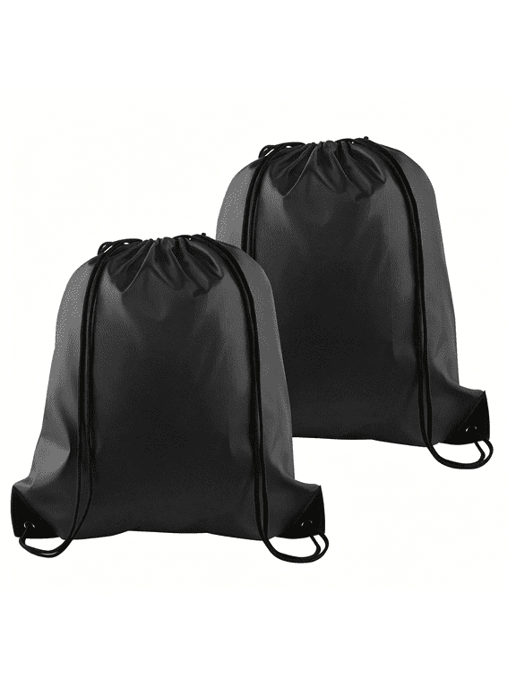 2Pcs Drawstring Bags Bulk,Black Drawstring Backpack String Backpack Cinch Sack Sport Gym Backpack Bags for Yoga Traveling Outdoor Sports