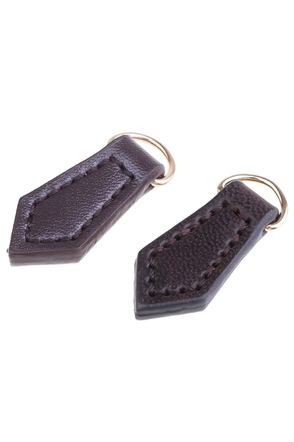 2Pcs Leather Zipper Pull For Boot/Jacket/Bag/Purse Replacement And Production Coffee