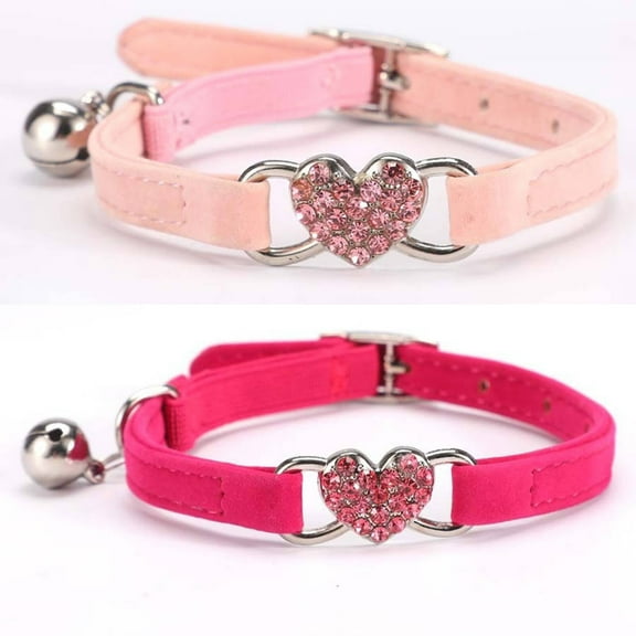 GASTROPOD 2Pcs Pet Collar,Adorable Cat Collar Breakaway for Safety,Plush Soft Kitten Collar with Bells for Tracking