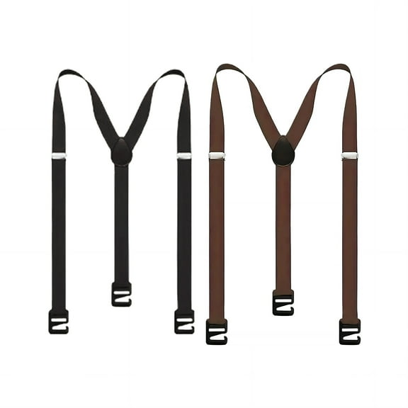 GASTROPOD 2Pcs Suspenders for Men Heavy Duty 3 Clips Adjustable Length Unisex Suspenders Strong Elastic Sports Suspenders 0.98x35.43in,Black,Brown