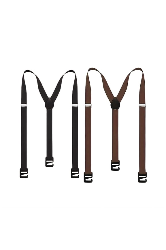 2Pcs Suspenders for Men Heavy Duty 3 Clips Adjustable Length Unisex Suspenders Strong Elastic Sports Suspenders 0.98x35.43in,Black,Brown