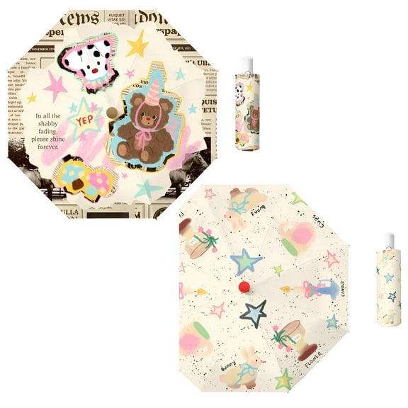 GASTROPOD 2Pcs Umbrellas for Rain,Practical Windproof Frame Compact Umbrella,Reliable Umbrella Support Mini Umbrella,Style1