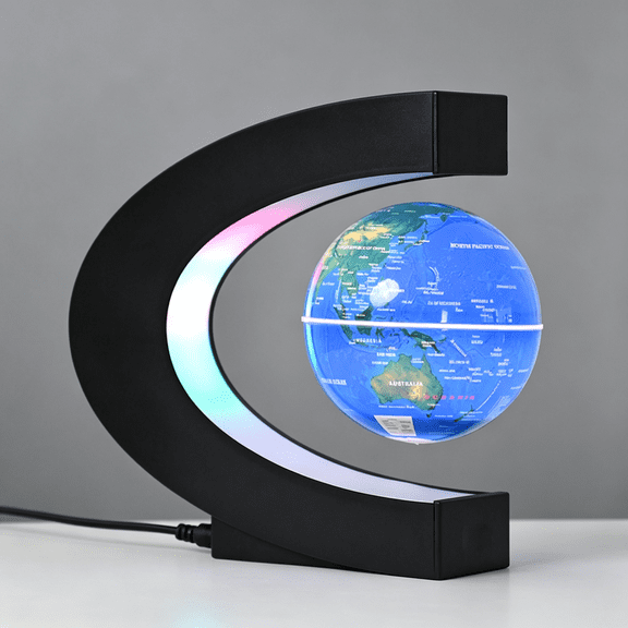 GASTROPOD 3.3" Magnetic Levitation Globe with Led,C Shape Floating Globe Display,Levitating Display for Office Desk Bookshelf Decor