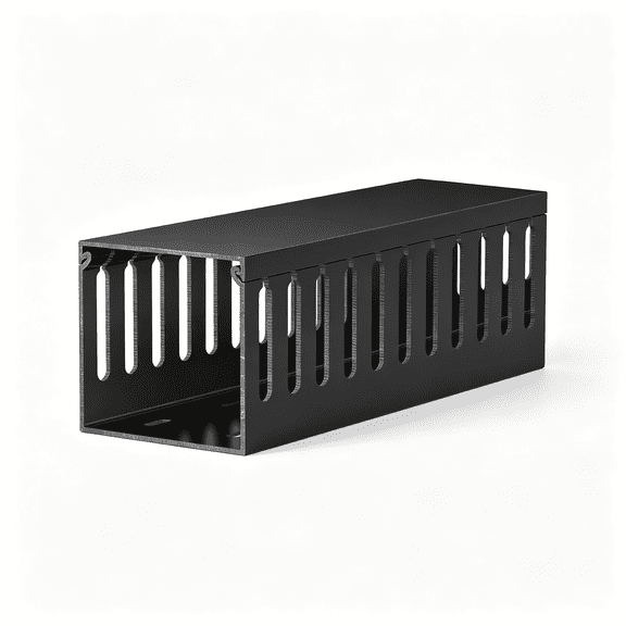 GASTROPOD 3"Hx3"W Cable Raceway,6Ft under Desk Wire Management Channel Black Slotted Wire Duct,2Pcs 3 Ft Each ,Heavy-Duty Pvc Cable Management for Server Racks,Network Cables&Electrical Cabinets