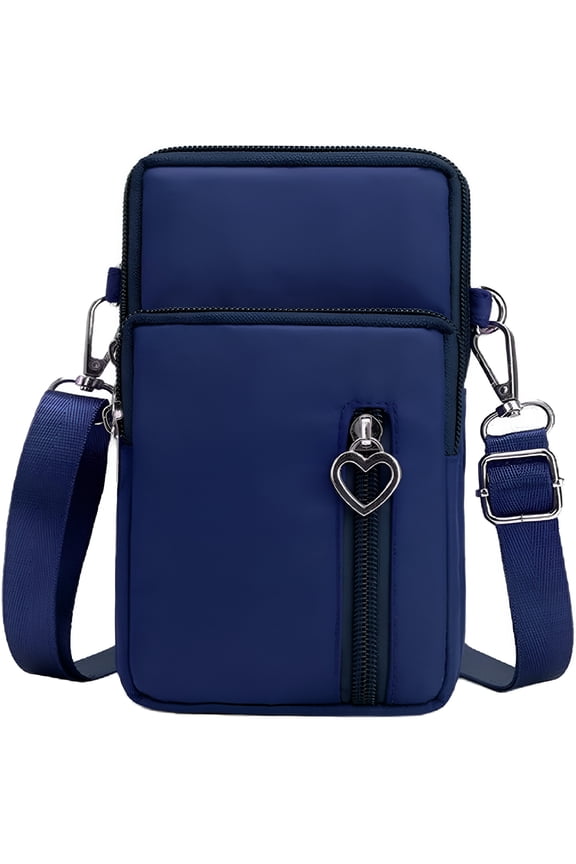 3-Layers Crossbody Bag Cellphone Pouch Armband Wallet Nylon Smartphone Purse with Earphone Hole