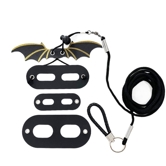 GASTROPOD 3 Pack Adjustable Soft Leather Bearded Dragon Leash & Leash Set for Pet Bearded Dragons Iguanas Geckos Chameleons Outdoor Walking Black