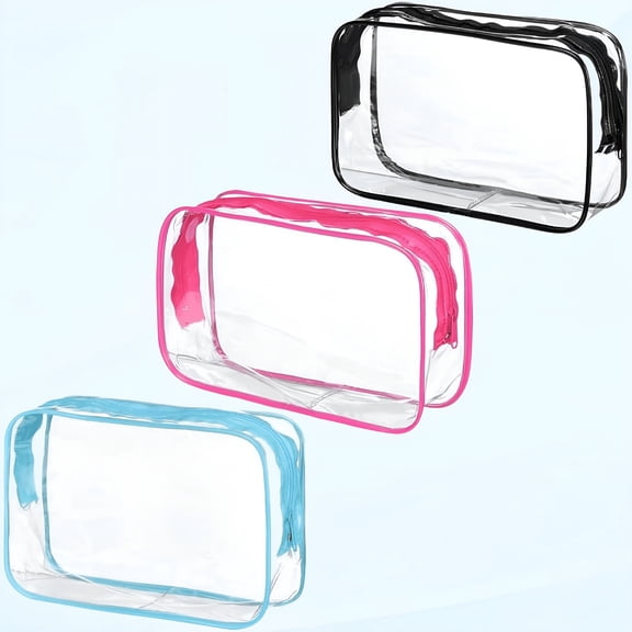 GASTROPOD 3 Pack Clear Makeup Bags, Travel Organizer Clear Makeup Bag with Zipper, Cosmetic Bag Beauty Case Toiletry Bag Make Up Pouch Wash Bags