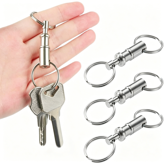 GASTROPOD 3 Pack Quick Release Detachable Keychain Dual Pull Apart Key Chain Spring Split Snap Separate Double Key Ring Lock Valet Keys Flashlights Diy Crafts Accessories