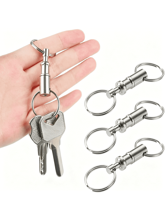 3 Pack Quick Release Detachable Keychain Dual Pull Apart Key Chain Spring Split Snap Separate Double Key Ring Lock Valet Keys Flashlights Diy Crafts Accessories