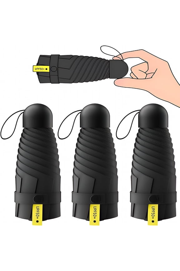 3 Pack Travel Mini Umbrella Small Compact,Portable Umbrella with Uv Protection Upf 50+,Rainproof & Sunproof Folding Umbrella,Backpack & Pocket-Friendly