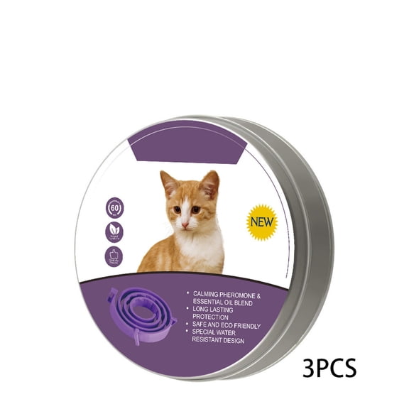 GASTROPOD 3 Pcs Cat Adjustable Calming Collar, Reduce Anxiety Cat Collars for Pets, Suitable for Small, Medium and Large Cats, 15 Inches (Purple)