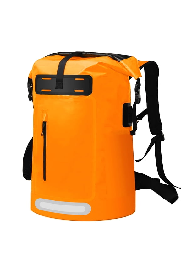 30L Dry Bag Waterproof Floating Backpack Heavy Duty Roll Top Dry Backpack in Orange for Kayaking, Camping, Hiking, Surfing