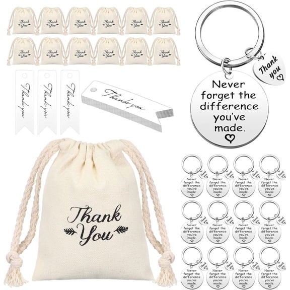 GASTROPOD 36Pcs Employee Appreciation Gifts Bulk Thank You Keychain Set for Coworkers Colleagues Team Member,Motivational Stainless Steel Keychains with Gift Bags&Tags for Recognition Office Party