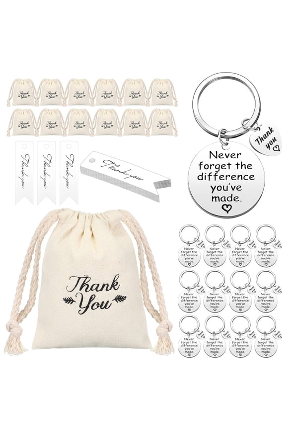 36Pcs Employee Appreciation Gifts Bulk Thank You Keychain Set for Coworkers Colleagues Team Member,Motivational Stainless Steel Keychains with Gift Bags&Tags for Recognition Office Party
