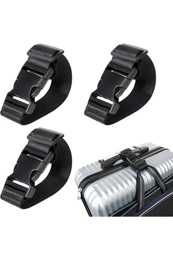 3pcs Luggage Straps for Suitcases, Connecting Straps Travel Belt to Connect Two Luggages, Heavy Duty Travel Strap