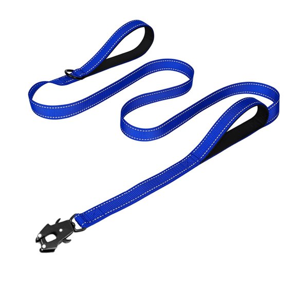 GASTROPOD 4/5/6Ft Heavy Duty Dog Leash with 2 Comfortable Padded Handles,Reflective Rope Leashes with Quick Release/Locking Tactical Frog Clip for Small Medium and Large Dogs,Blue