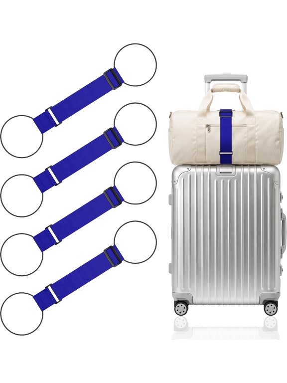 4 Pack Luggage Straps,Adjustable Luggage Connector Straps for Multiple Suitcases,Tsa Approved Elastic Bungee Cords with Metal Buckles for Travel,Secure Stacking,Add-A-Bag,Dark Blue