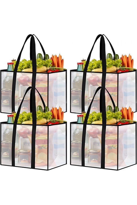 4 Pack Reusable Grocery Bags, 33L Foldable Shopping Totes