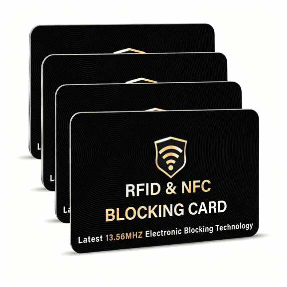 GASTROPOD 4 Pack Rfid Blocking Card,One Card Protects Entire Wallet Purse,Nfc Contactless Bank Debit Credit Card Protector Id Atm Guard Card Blocker-(Black)
