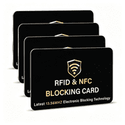 GASTROPOD 4 Pack Rfid Blocking Card,One Card Protects Entire Wallet Purse,Nfc Contactless Bank Debit Credit Card Protector Id Atm Guard Card Blocker-Black