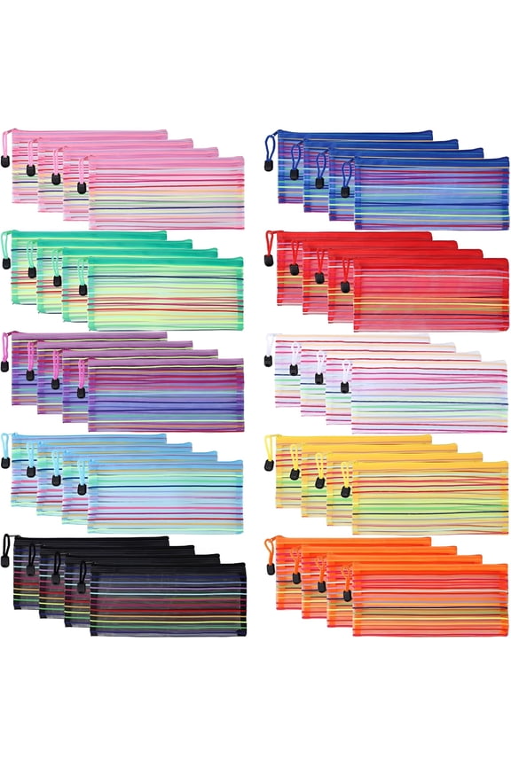 40 Pack 10 Colors Mesh Zipper Pouch Bags,Small Pouch Pencil Pouch Bulk,Cosmetics Makeup Bags Accessories Storage Bag