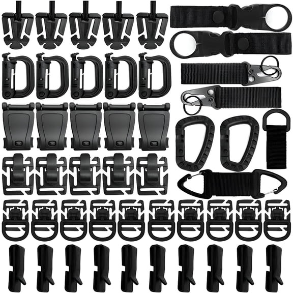 GASTROPOD 48Pcs Backpack Molle System Accessories Kit Attachment Clips Kit D-s