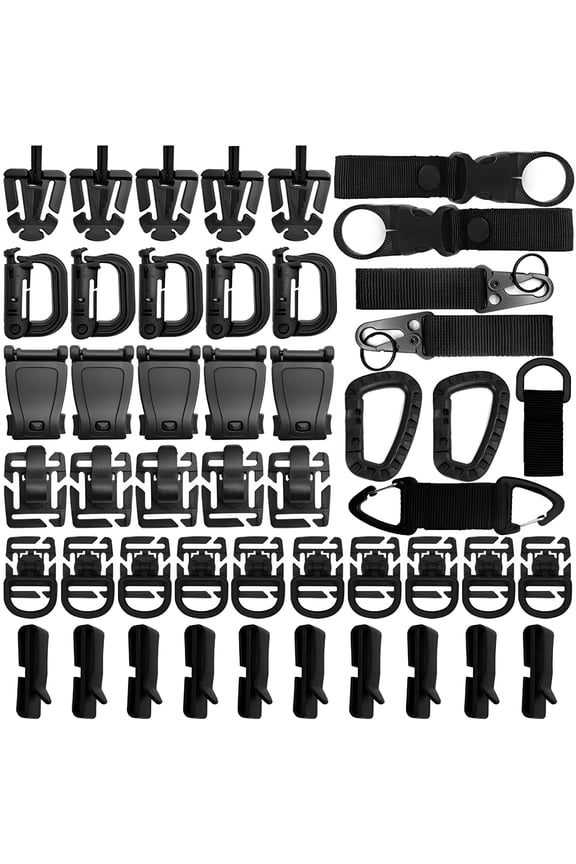 48Pcs Backpack Molle System Accessories Kit Attachment Clips Kit D-s