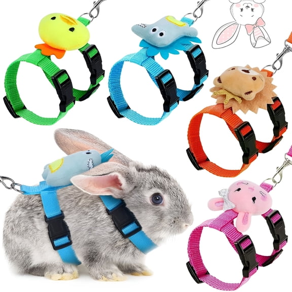 GASTROPOD 4PCS Adjustable Rabbit Harness and Leash Bunny Harness Leash Set Harness Leash for Rabbit Kitten Puppy Pig and Small Pet Animals