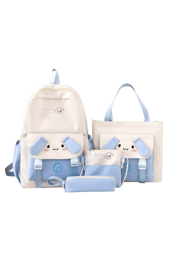 4PCs Cute Backpack Set Coin Purse Accessories Anime Cartoon Travel Aesthetic Gifts Bag with Cute Pins Shoulder Bag Small Canvas Bag