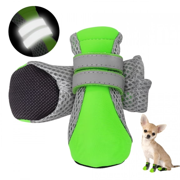 GASTROPOD 4Pcs Breathable Mesh Dog Shoes Non Slip Dog Boots Booties Pet Socks for Snow Rain Reflective Snow Booties for Dog