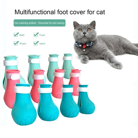 GASTROPOD 4Pcs Cat Claw Cover Soft Anti-Scratch Silicone Pet Cat Kitten Bath Paw Cover Boot Pet Supplies