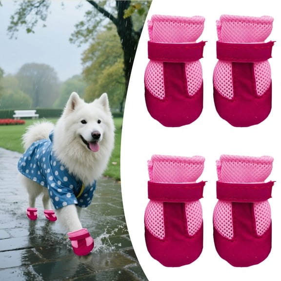 GASTROPOD 4Pcs Dog Booties,Breathable and Adjustable Dog Shoes for Hot Pavement,Non Restrictive Dog Shoes,Pink