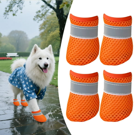 GASTROPOD 4Pcs Dog Booties,Breathable and Non-Slip Dog Booties and Paw Protectors,Dog Boots for Summer Hot Pavement Winter Snow,Orange