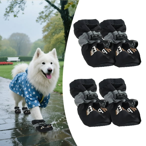 TELOLY 4Pcs Small Dog Booties - Reflective Strips, Quiet Sole, Paw Protection, Style 2
