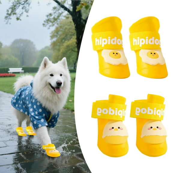 GASTROPOD 4Pcs Dog Booties,Silicone Waterproof Rainy Dog Shoes Small Size Dogs,Shock Absorption Dog Shoes for Hot Pavement,Style3