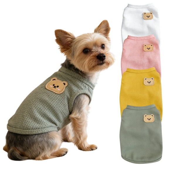 GASTROPOD 4Pcs Dog Shirts for Small Dogs,Breathable Waffle Fabric Dog Clothes for Small Dogs,Thin Comfortable Dog Vest,Puppy Clothes for Poodle Cat,M